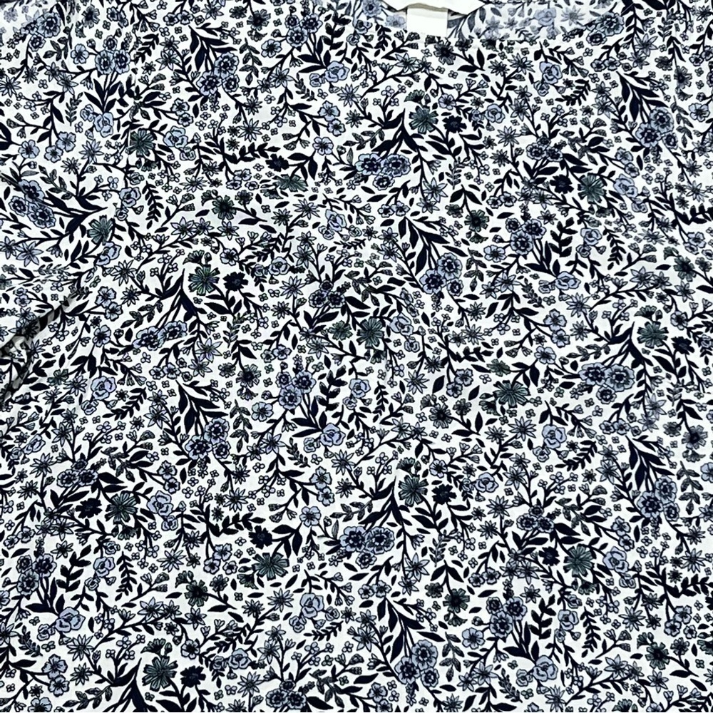 H&M Tie-Sleeve Floral-Print Navy Blue & white Shift dress - Picture 2 of 9